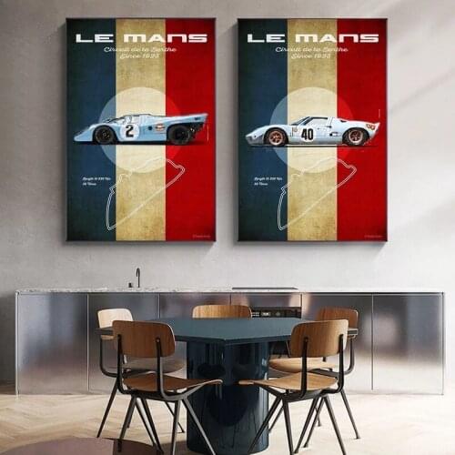 Le Mans Carrera Panamericana Nurburg Ring Poster On Canvas Print Nordic Wall Art Picture For Living Room Home Decoration