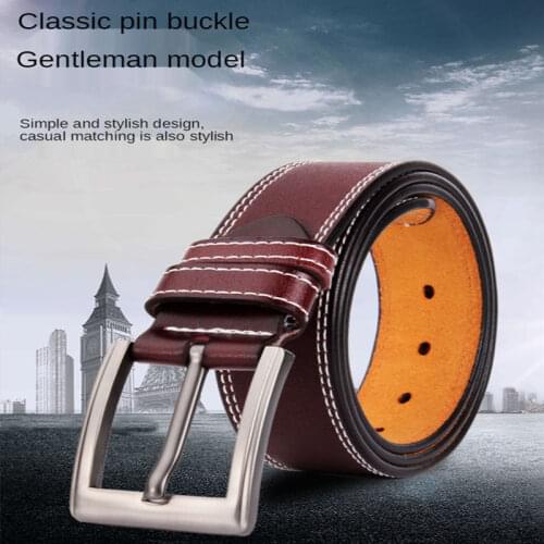 New style mens antique pin buckle belt leather mens belts leather young middle-aged trousers all-match simple elegant belt