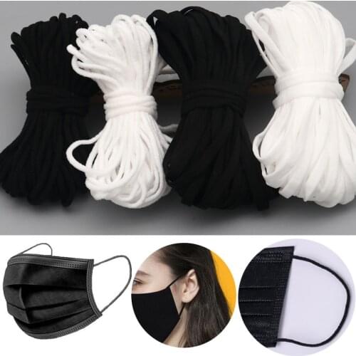 3MM 5mm Black White Elastic Band Cord for DIY Face Mask Ear Cord Belt Mouth Mask Rubber String Rope Clothing Craft Accessory