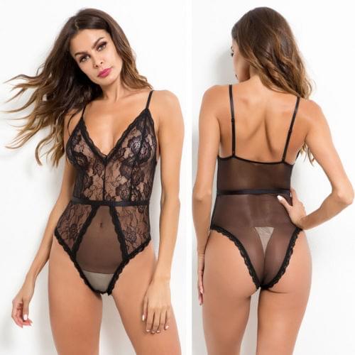 Sexy Women VNeck Lace Up Bandage Bodysuit Leotard Lingerie Tops Jumpsuit Plus Size S-3XL Teddies Nightdress Sleepdress Sleepwear