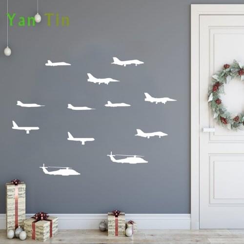 13pcs/set Removable Mixed Size Airplane Shape Wall Sticker For Kids Rooms Home Decor Aircraft Wallpaper Boys Gifts DIY Art Mural