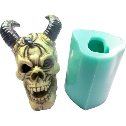 Silicone Molds 3D Skull Head Mold Halloween Soap Molds Candle Mould QT0002 Shofar Skull Handmade for Home Decorations PRZY