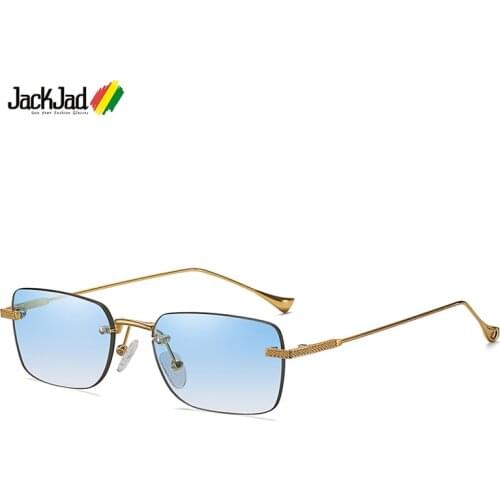 JackJad 2021 Fashion Cool Slim Rimless Style Metal Vintage Sunglasses Women ins Pop Brand Design Sun Glasses Oculos De Sol 8085