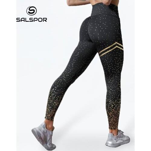 SALSPOR High Waist Exercise Leggings Ladies Gym Pants Fashion Graffiti Print Leggins Female Fitness Sportswear Femme Jegging