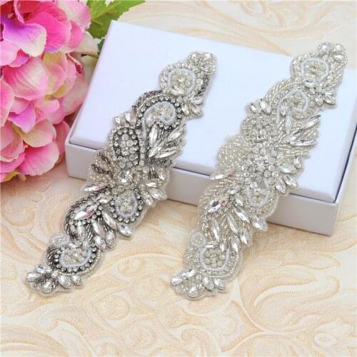 YANSTAR 10PCS Wedding Dress Belt Rhinestone Applique For Bridal Gown Sash DIY Silver wedding decoration YS950