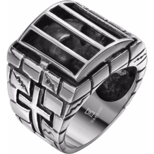 Unisex jewelry Stainless Steel ring for men&women size 8-13 Character skeleton cage shape punk style Drop shippin