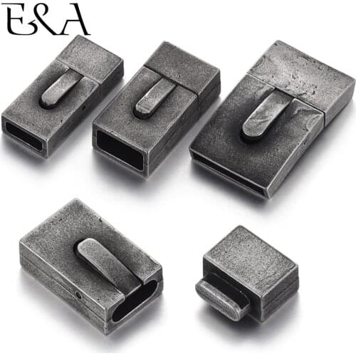 Stainless Steel Vintage Bayonet Clasp 8*3mm 10*5mm 15*3mm Push Lock Closure DIY Bracelet Jewelry Making Leather Cord Clasps