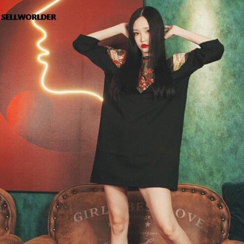 2021 Woman Japanese Kimono Style Maid dancing Print Stitching O neck Mini Dress