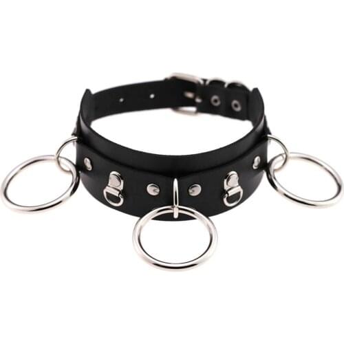 ZIMNO Wild Punk Goth O-ring Neck Collar sexy Necklaces egirl streetwear Nightclub Women clothing Clavicle Chain leather Choker