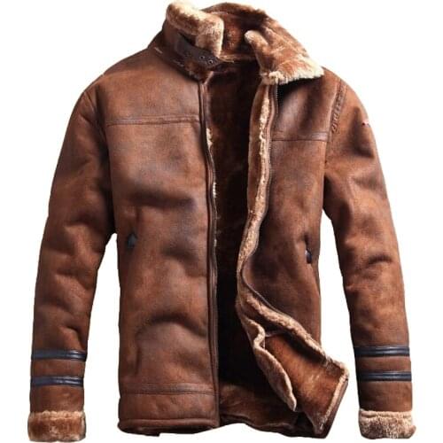 2019 Russian Style Winter Mens Fur Faux Leather Jacket Casual Fashion Streewear Mens Faux Fur Leather Jackets Overcoat Velvet