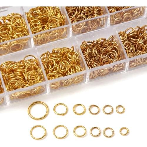 1105pcs/Box 4 5 6 7 8 10mm Golden Jump Rings Iron Close but Unsoldered Split Rings Connectors For Diy Jewelry Findings Making