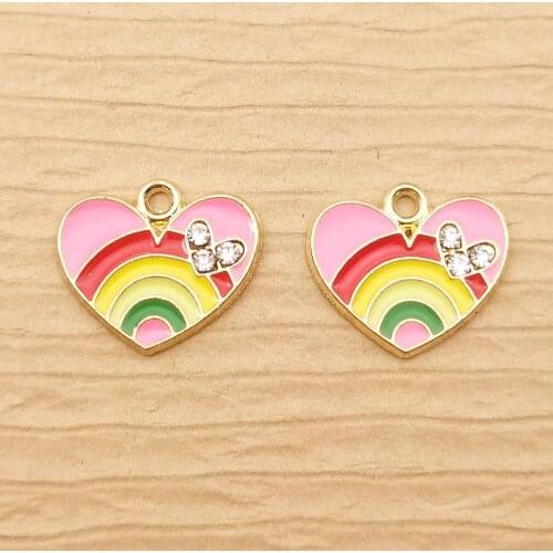 10pcs 13x15mm love heart charm enamel charm for jewelry making and crafting fashion earring charm necklace pendant