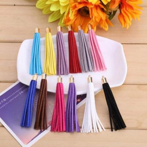 10pcs/lot 80mm Suede Tassels Multicolors Gold Cap Faux Suede Leather Tassel Charm for DIY Earring Jewelry Making Materials T001