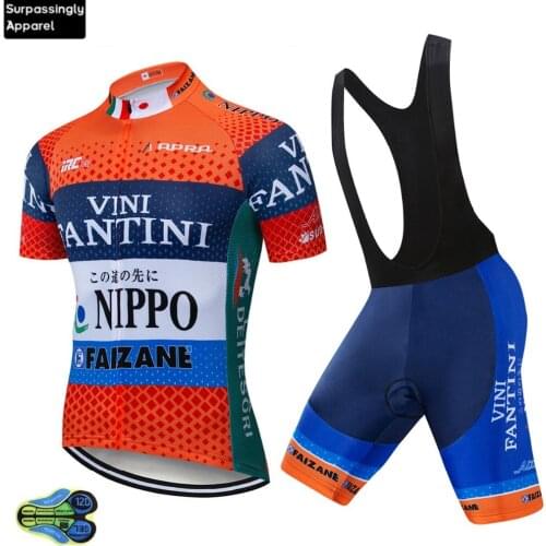 2019 Orange Pro Team VINI Cycling Jersey Bike Bicycling Wear Short Sleeve Set Ropa Ciclismo Mens Summer Quick-dry 12D Gel Pad