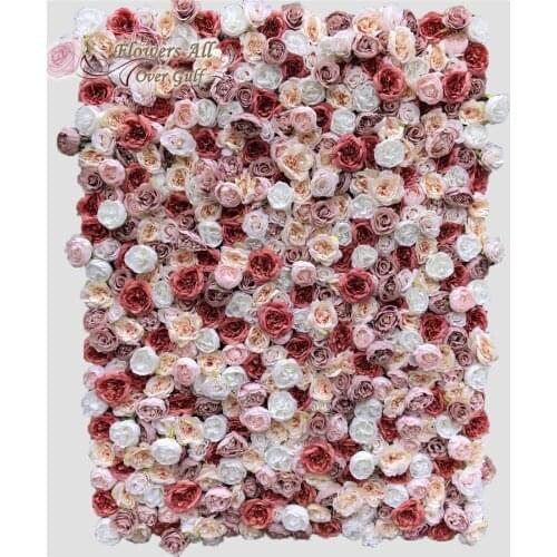 3D Artificial Flowers Wall Panel And Fake Flower Wedding Background Decoration With Camellia Bud GY800