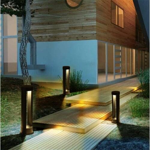 40/60CM Outdoor Stand Pole Column Lawn Light Aluminum Waterproof Garden Pillar Lawn Lamp Courtyard Pathway Post Bollards Light