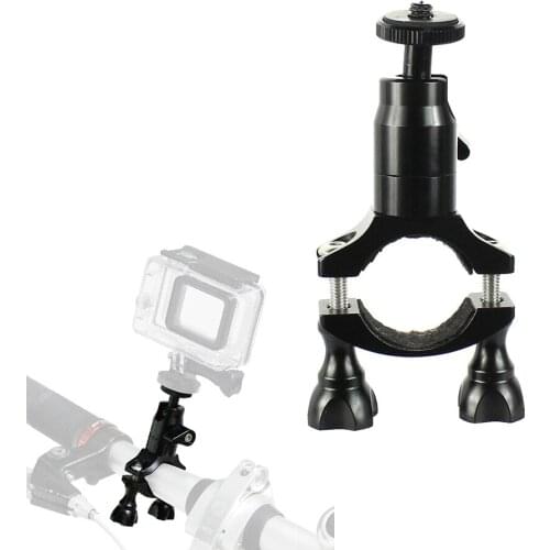 Aluminum Alloy Mount Holder with 1/4inch Scew Ball Head Cycling Bike Handlebar Clamp Stands for Gopro Hero DJI OSMO SJcam Camera