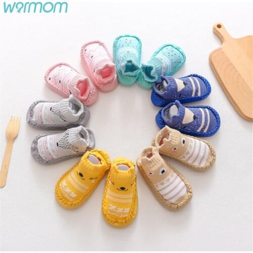 Warmom Cartoon Fox Baby Leather Shoes Socks Non-slip Soft Bottom Baby Toddler Shoes And Socks Floor Socks