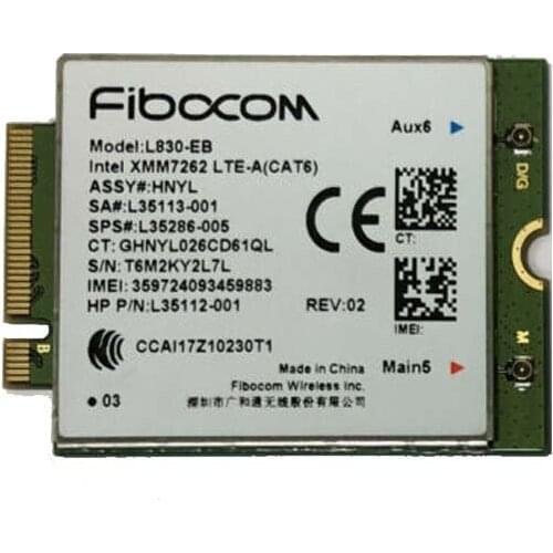 Fibocom L830-EB LTE WWAN PALAU w/GPS Intel XMM7262 M.2 card for hp L35286-005
