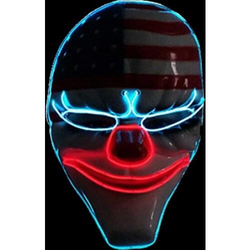 Halloween Glowing EL Wire Mask American Style Horror Clown Mask For Party Supplies