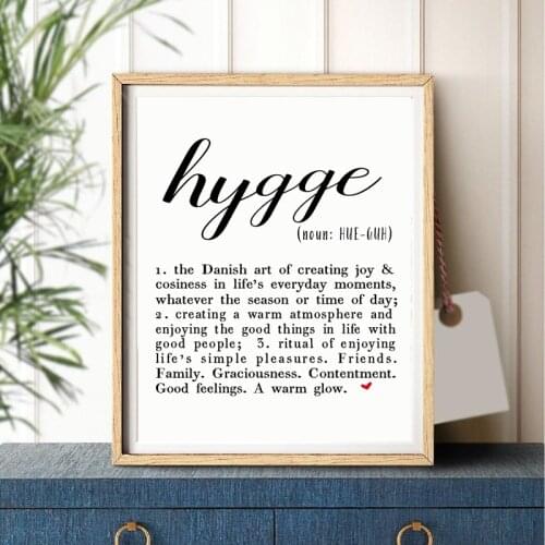 Hygge Print Definition Scandinavian Poster Modern Minimalist Inspirational Quotes Canvas Painting Wall Art Picture Home Decor