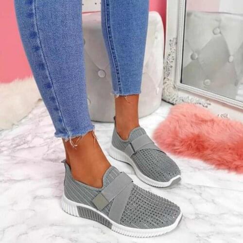 Womens Vulcanize Shoes Women Sneakers Outdoor Lightweight Women Casual Sport Slip On Running Shoes Mesh Breathable Velcro Shoes