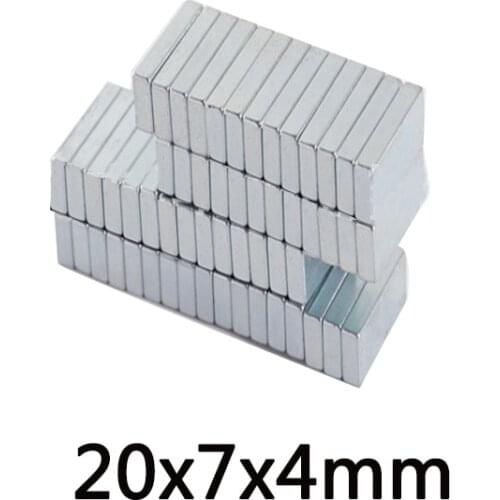 20~500PCS 20x7x4 mm N35 NdFeB Square Super Strong Neodymium Magnet Block Permanent Magnets Powerful Magnetic Magnets 20*7*4 mm