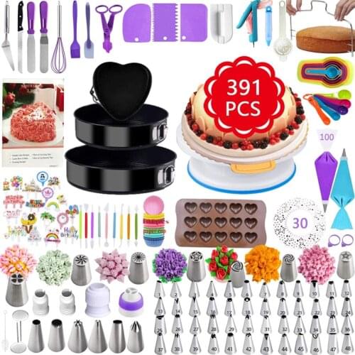 With Numbered 391 Piece Cake Turntable Set Cake Decoration Tool Non-stick Bakeware Cake Cup Kit