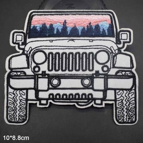 Hike Outdoor Jeep Hiking Theme Iron On Embroidered Clothes Patches For Clothing Stickers Garment Wholesale