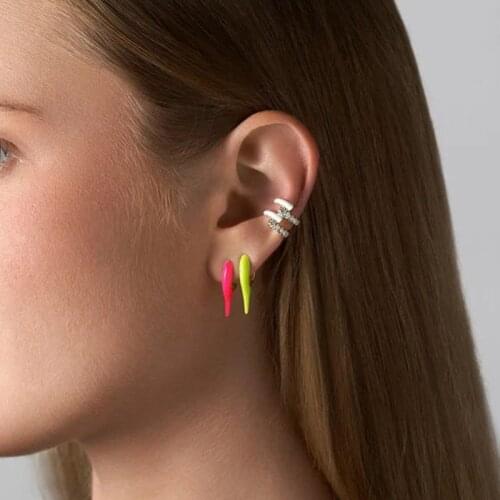 Pastel Neon Enamel Rainbow Girl Women Fashion Jewelry Multi Piercing Mini Spike Hoop Earring