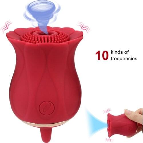 Rose Shape Nipple Sucker Clitoris Stimulator 10 Frequency Vagina Sucking Vibrator Sex Toys For Women Oral Licking