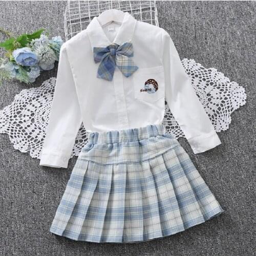 Preppy Style Baby Girls Sets For Kids Clothes Spring Autumn Long Sleeve Shirt Pleated Skirt 2 Pieces Teens Suits Children Outfit