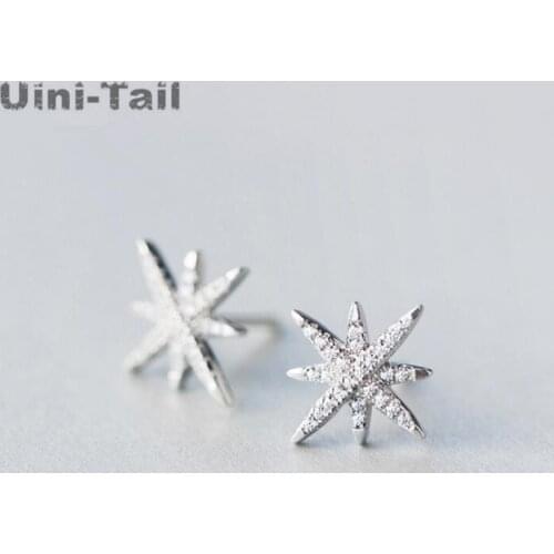 Uini-Tail hot new 925 sterling silver micro inlaid stars earrings European and American fashion retro creative jewelry GN696