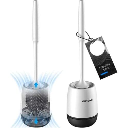 Silicone Toilet Brush and Holder Rubber Toilet Cleaning Brush Kit with Soft Bristles Bathroom Cleaning Brush Set