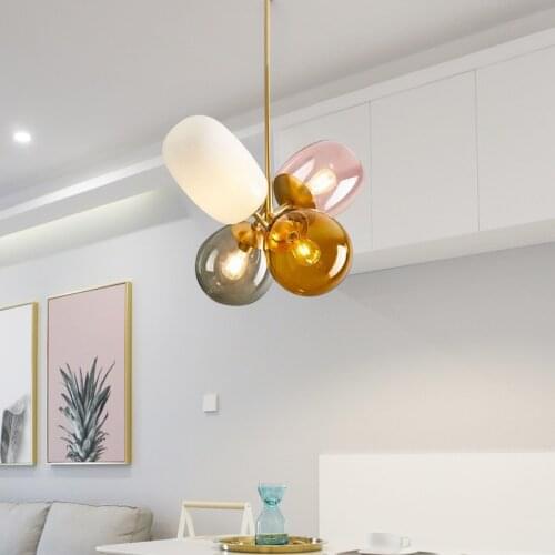Modern Childrens Room Glass Ball Pendant Lights Nordic Creative Suspension Luminaire Living Room Bedroom Simple Hanging Lamp