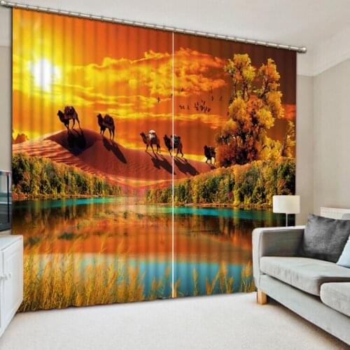Modern Curtain Decoration Painting Curtains desert landscape 3D Sheer Curtains For Living room Bedroom Curtains Home Decoration