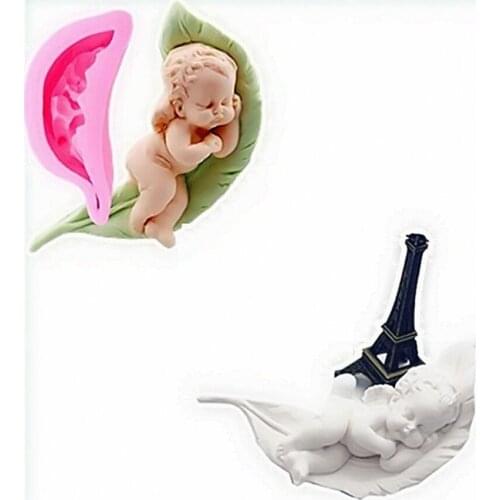 Sleep Baby on the Feather Soap silicone Mold Angle Candle Mold DIY Amora Gypsum Plaster Silicon Mould For Car Decoration