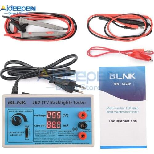 LED Digital Lamp Chip Tester Current Voltage Adjustment Lamp Bead Maintenance Tool EU AC 220V LED Tester With Alligator Clip