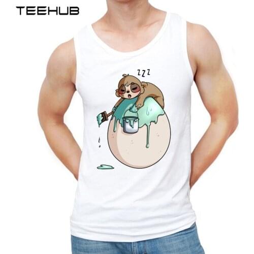 TEEHUB 2019 Fashion Paint the egg Design Men Tank Tops Funny O-Neck Vest Sleeveless Casual Men Tee