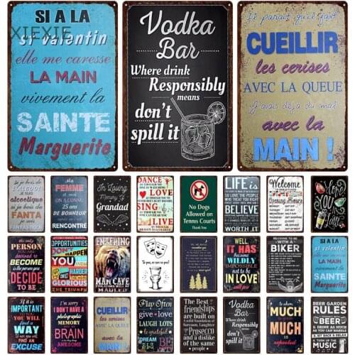 Vintage Metal Retro Family Rule Stickers Tin Plaque Tin Signs Love Smile Life Pets Sign Poster Plate Bar House Wall Decor