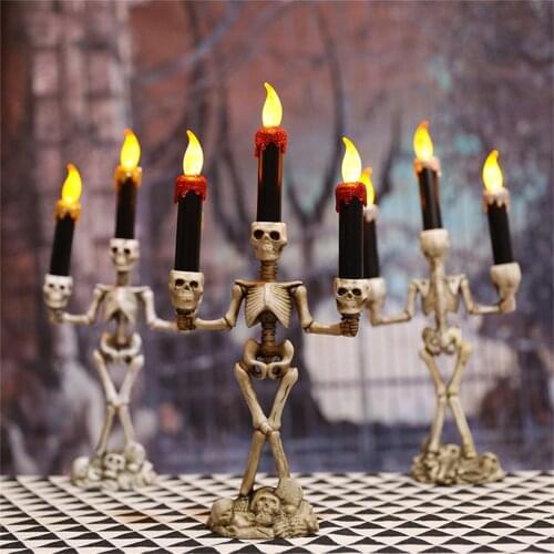 Halloween Skull Skeleton Candlestick Candle Holder Bar Home Party Festive Decor Happy Halloween Party Decor For Home 2021 деко