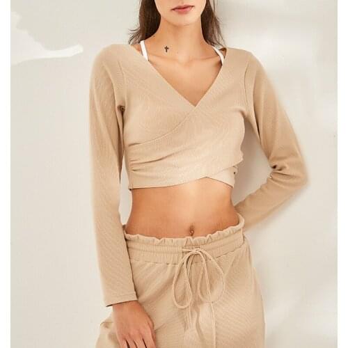 Women Long Sleeves Yoga Crop Top Ribbed Female Breathable Sport T Shirt Workout Fitness shirt Gym top Running Sweater clothes