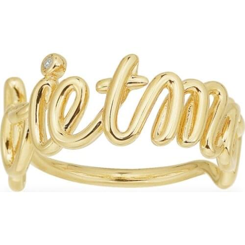SLJELY Fashion Real 925 Sterling Silver Yellow Gold Color Letter TOI ET MOI Ring Women Fine Couple Jewelry Gift