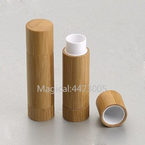 1/2/5pcs 5ml/g Round Natural Bamboo Lip Balm Container Lipstick Tube DIY Cosmetic Lip Gloss Bottle Makeup Lip Stick Pipe Shell