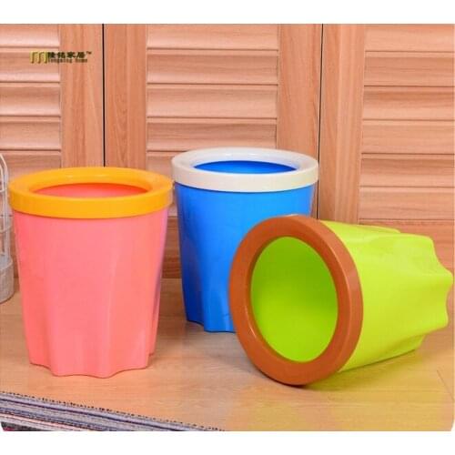 1PC Household Plastic Trash Can Sitting Room Sundry Receive Barrels Waste Bin Rubbish Bin Kitchen Office Paper Basket LF 080