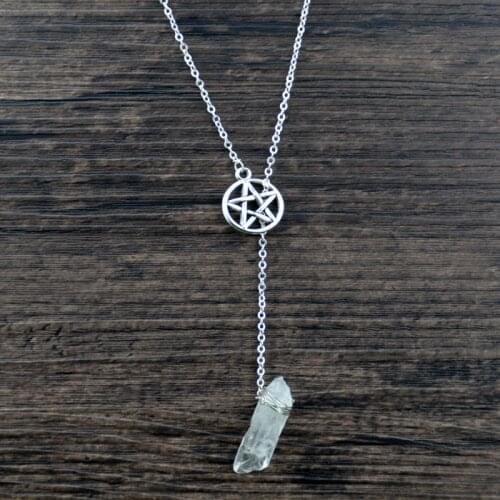 1pc Wiccan Pendant Pentagram Crystal Necklace Crystal Pentacle Necklace Amulet Wiccan Jewelry