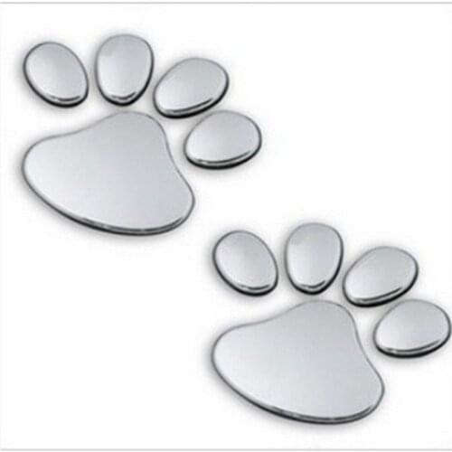 2Pcs/Set Newest 3D Decal Wall Stickers Gold Silver Car Window Bumper Lovely Bear Dog Animal Paw Foot Prints Pattern Sticker