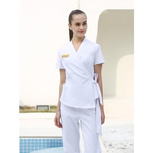 2020 Korean Beautician Work Clothing Beauty Salon Uniforms Cosmetic 2 Piece Set Workwear Hotel Receptionist Work Clothing
