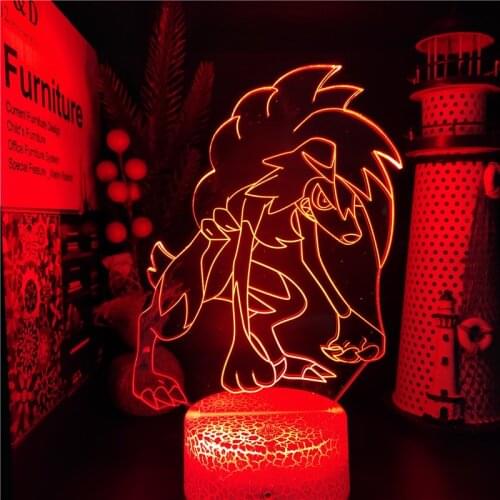 Pokemon Lycanroc 3D ANIME LAMP Nightlights Led 7 Color Changing Pokemon Sword and Shield lampara For Home Decor