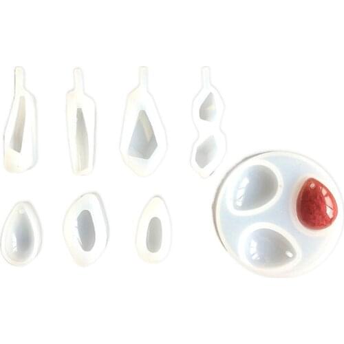 83XC 8 Pcs Mine Stone Pendant Epoxy Resin Molds Necklace Jewelry Silicone Mould DIY Crafts Ornaments Casting Tools